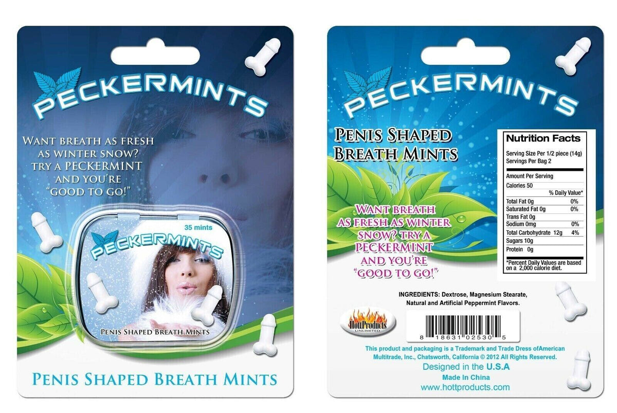 Peckermints - Penis Shaped Breath Mints - Cool Mint Flavored - Willy's in a Tin