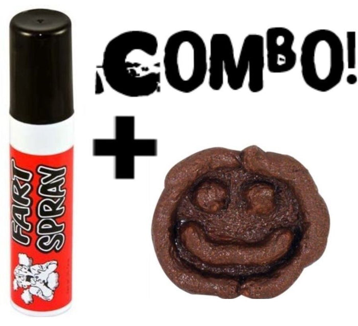 1 spray para pedos + 1 caca de mierda con cara sonriente ~ JUEGO COMBO ~