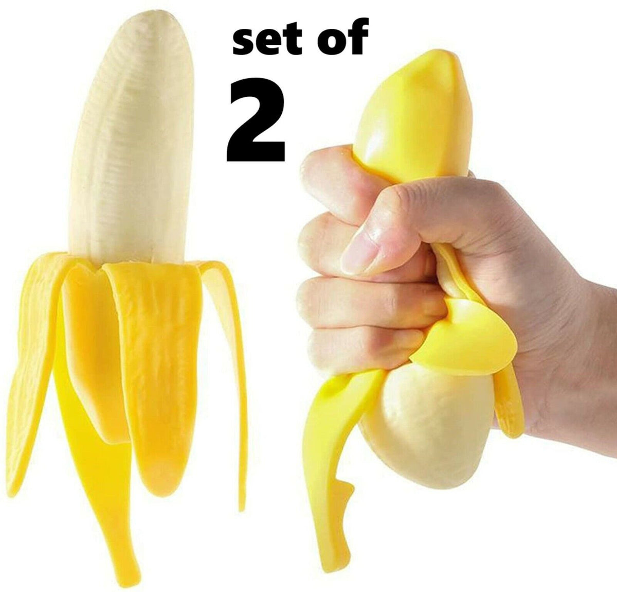 2 banane Squishy doux anti-Stress presser fruits-Bag blague nouveauté enfant jouet