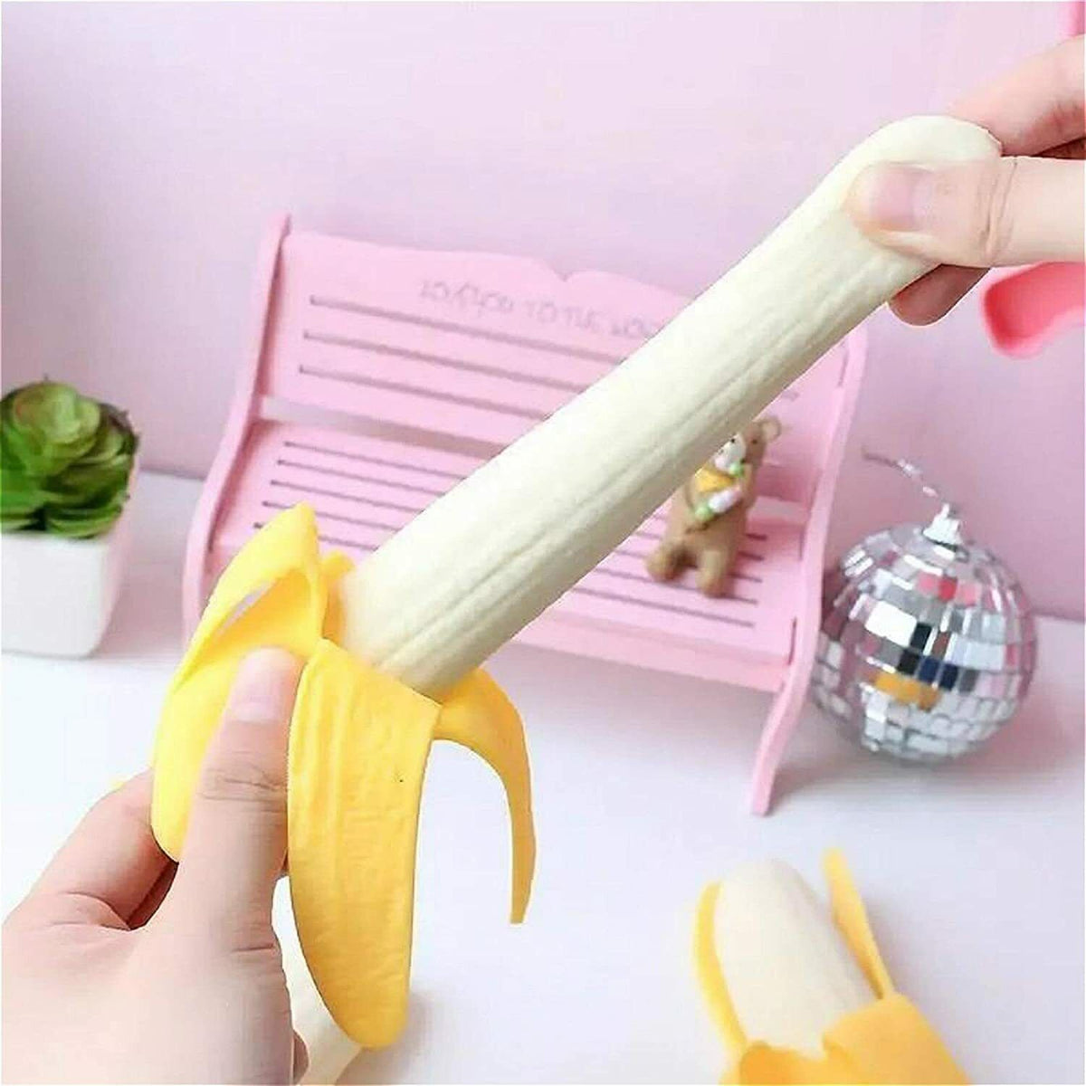 2 Banana Squishy Soft Stress Relief Squeeze Fruit - Gag Joke Novelty Child Toy