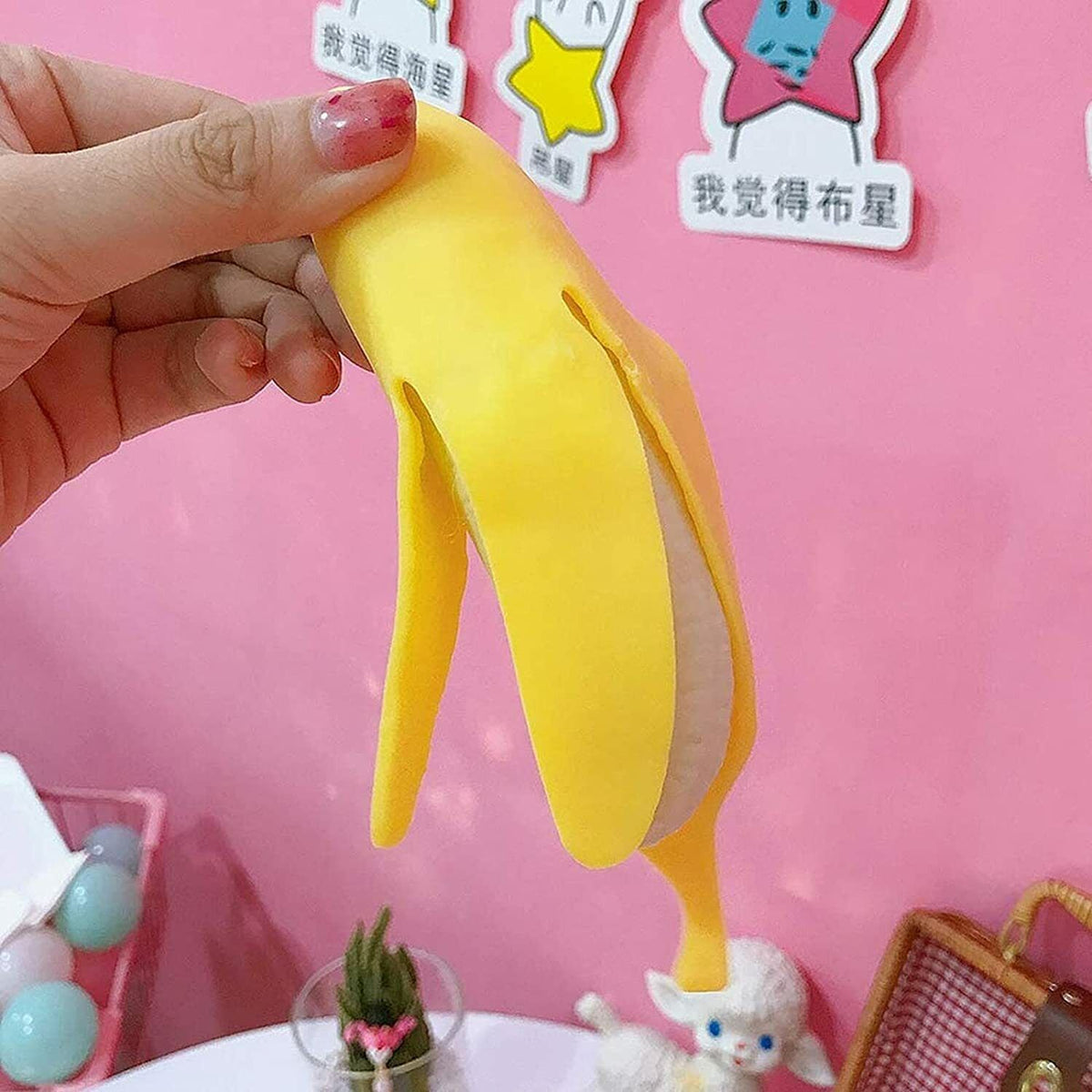 2 Banana Squishy Soft Stress Relief Squeeze Fruit - Gag Joke Novelty Child Toy