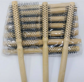 12 hair brush Round Natural Wood Nylon Bristle 8 1/4" styling/Curling Brush