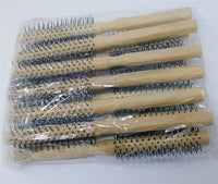 12 brosses à cheveux rondes en bois naturel et poils en nylon 8 1/4" brosse à coiffer/à friser