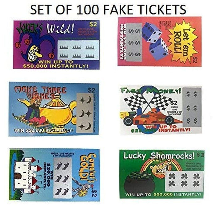 100 Fake Lotto Lottery Tickets Prank Joke - Funny Novelty Gag Joke