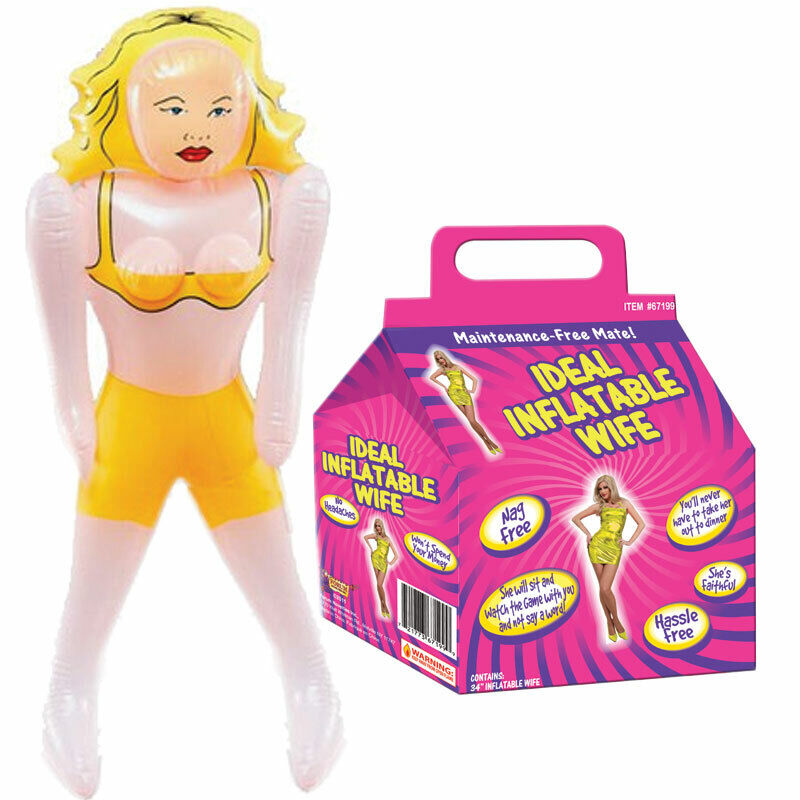 Inflatable Wife Bachelor Party Gag Gift - Nag Free & Faithful Toy Blow Up Doll