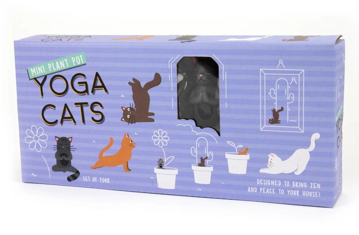 Mini Plant Pot Yoga Cat Statues - Cute Garden Planter Decoration Novelty Gift