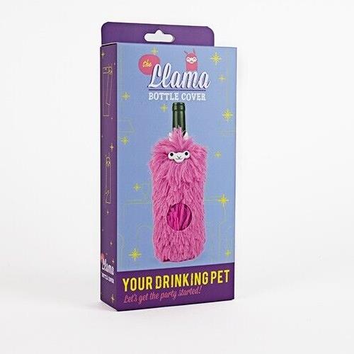 Couverture de bouteille de vin de lama rose - cadeau de support décoratif doux et moelleux mignon