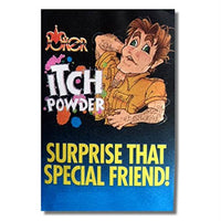 Poster advertising the "Liquid Ass spray + Itching Powder ~ ( COMBO )" featuring an illustrated person frantically scratching themselves, with text reading "Surprise that special friend!" For even more laughs, this combo offers the ultimate fart prank!