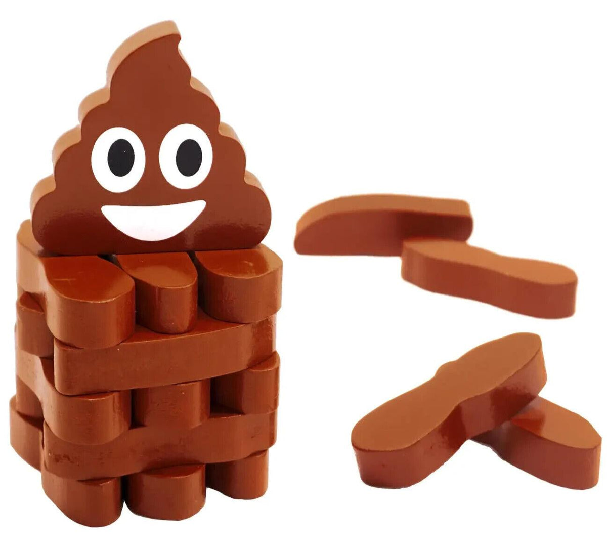 STACK THE POOPS - Juguete clásico y divertido para niños con torre apilable de bloques de madera