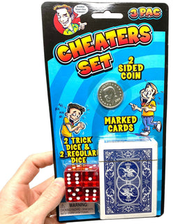 ENSEMBLE DE CHEATERS 3pc - Cartes à jouer marquées - Pièce à 2 faces - Farce de dés de tour de magie
