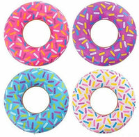 4 Assorted 18" Sprinkle Donut Inflatable Pool Party Decoration Float Blow Up Toy