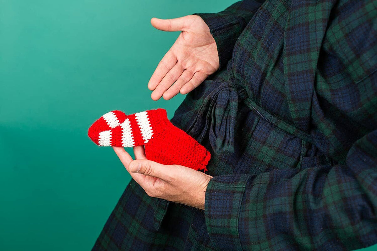 THE CHRISTMAS CANDY CANE Willy Warmer Weener Knitted Crochet Sock - GaG Gift