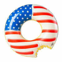 Americana Frosted Donut Pool Float - Tubo inflable de natación con bandera de EE. UU.