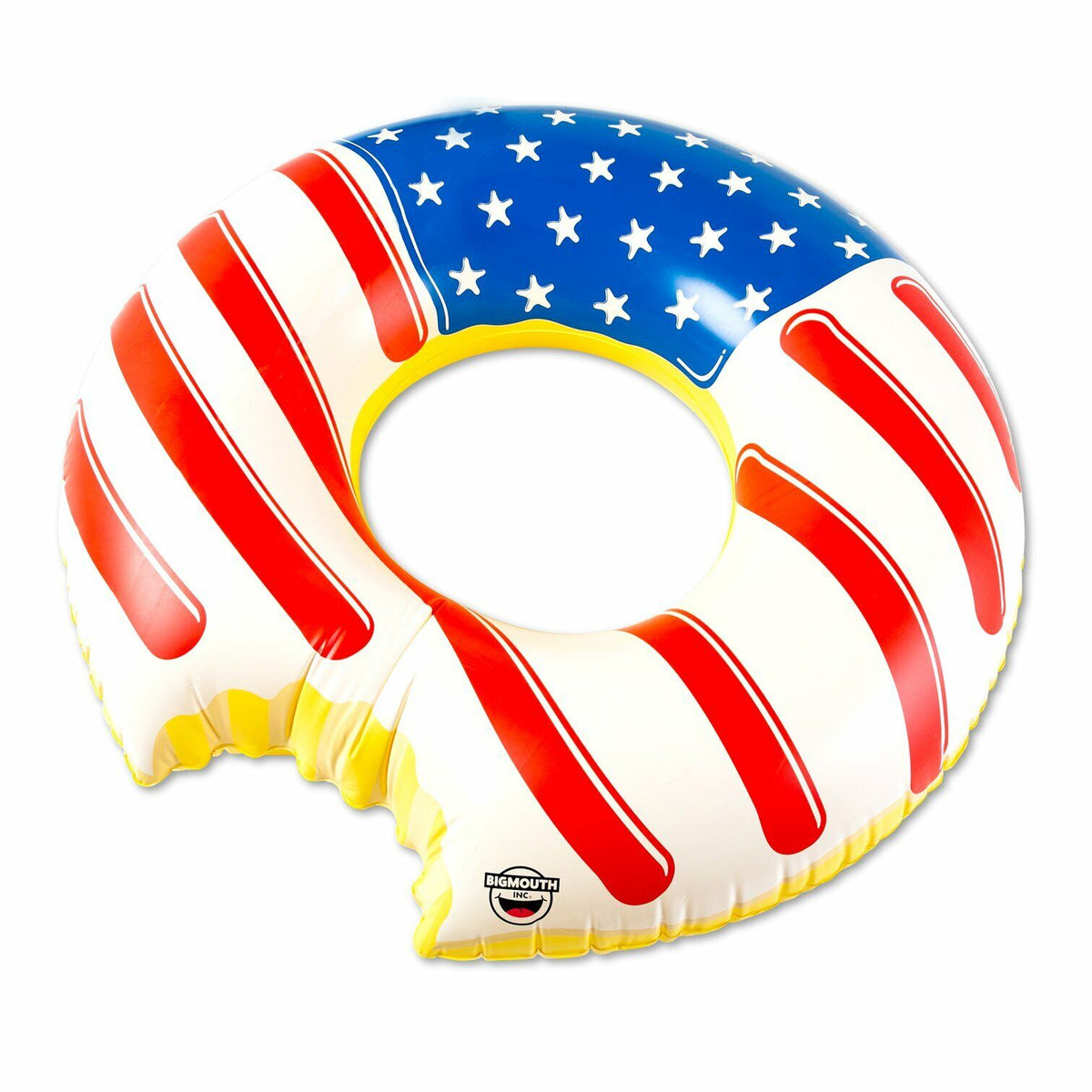 Americana Frosted Donut Pool Float - Inflatable USA Flag Blow Up Swimming Tube