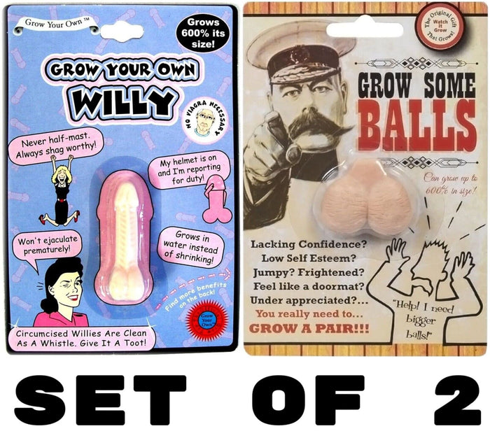 1 Grow Willy Pecker + 1 Grow Paire de balles - GaG Prank Joke Funny Gift Set