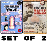 1 Grow Willy Pecker + 1 Grow Pair of Balls - GaG Prank Joke Funny Gift Set