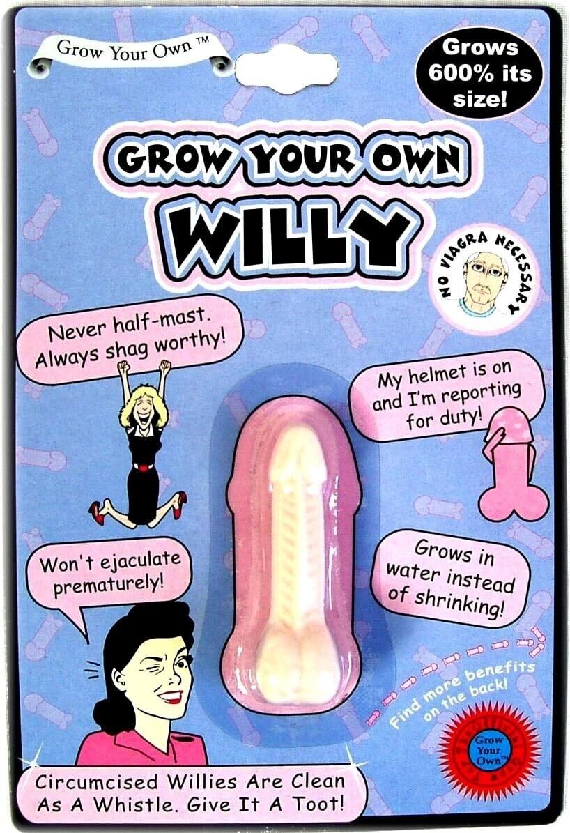 1 Grow Willy Pecker + 1 Grow Pair of Balls - GaG Prank Joke Funny Gift Set