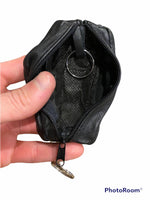 12   Black Faux Leather 2-Pocket Zippered Key Chain Coin Money Bag Purse Pouch