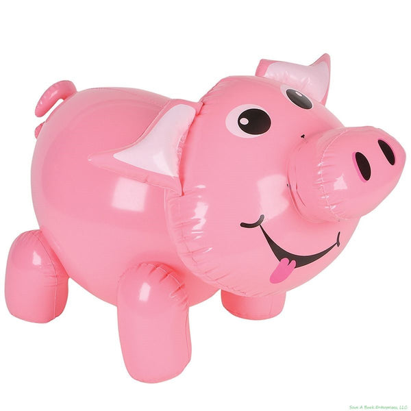 The Pig Inflatable ~ Cute Piggie Piggy Blow-Up Party Decoration Inflate, featuring a smiling pink design with large eyes and ears, is perfect for delightful birthday party decorations and fun photo props.