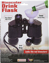 Binocular Drink Flask - Two Sided Holds 16 oz of Alcohol Booze - with Funnel