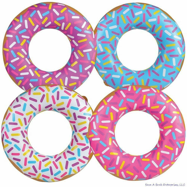 12 Assorted 32" Sprinkle Donut Inflatable Pool Party Decoration Float Blow Up