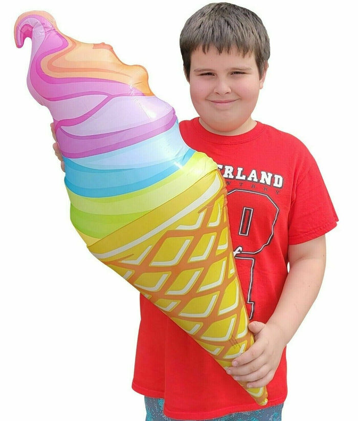 12 Conos de Helado Inflables RAINBOW SWIRL - Decoración de Juguete para Piscina Wonka (1 dz)