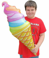 12 RAINBOW SWIRL Inflatable Ice Cream Cone - Wonka Pool Toy Decoration (1 dz)