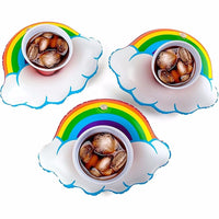 3-pk HAPPY RAINBOW Beverage Boat Inflatable Cup Drink Pool Float Gay Pride LGBT