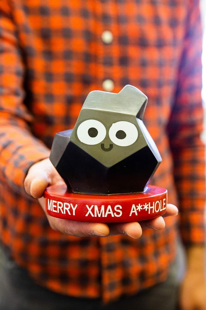 LUMP OF COAL - Merry Xmas A**Hole - Funny GaG Joke Office Desk Statue Trophy