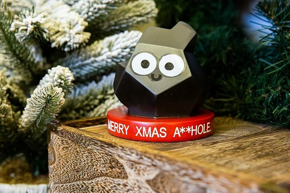 LUMP OF COAL - Feliz Navidad A**Hole - Trofeo de estatua de escritorio de oficina de broma divertida GaG