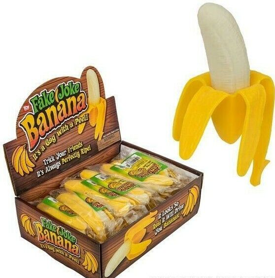 Caisse de 12 banane Squishy doux anti-Stress presser Fruit Gag blague nouveauté jouet