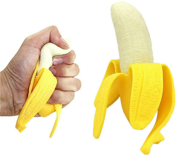 Caisse de 12 banane Squishy doux anti-Stress presser Fruit Gag blague nouveauté jouet