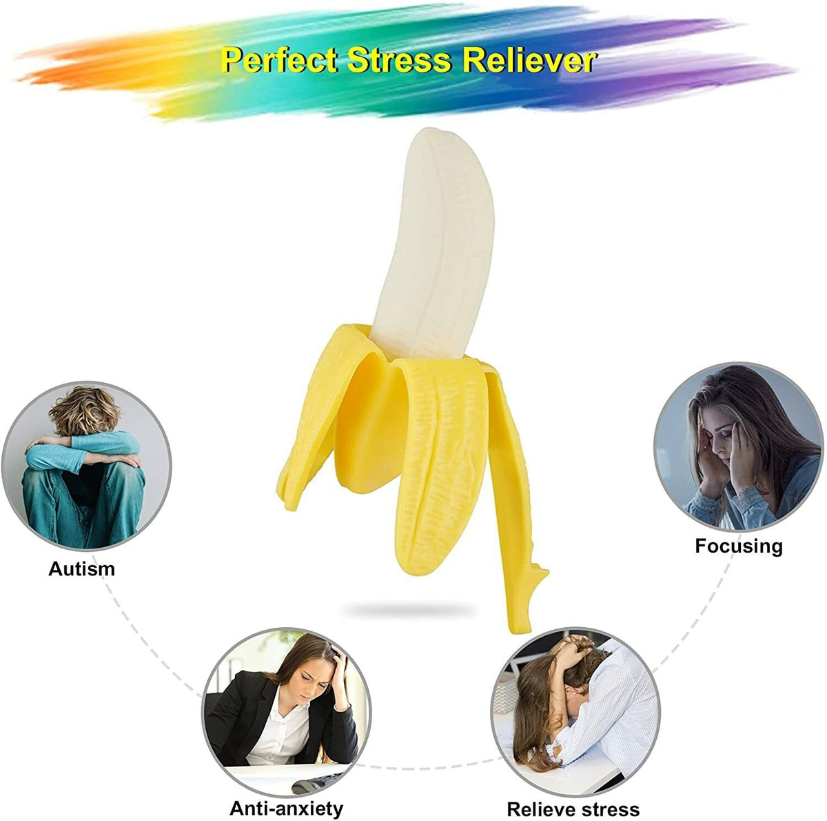 CASE OF 12 Banana Squishy Soft Stress Relief Squeeze Fruit Gag Joke Novelty Toy