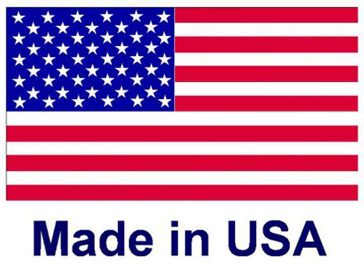 An American flag with the text "Made in USA" written below it, perfect for displaying or adding to your collection of novelty items like the Set of 1000 - St. Patrick's Day Four Leaf Clover 4 Dollar Money Bill Lucky Note.