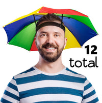 12 UMBRELLA HATS - Head Band Cap Rain Sun Shade Sports Beach  - Kids to Adults