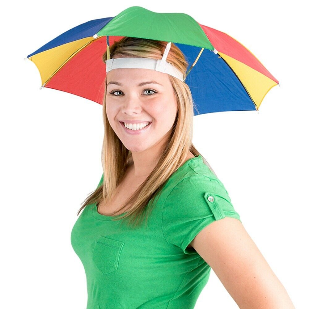 12 SOMBREROS PARA PARAGUAS - Gorro con banda para la cabeza Lluvia Parasol Deportes Playa - Niños a adultos