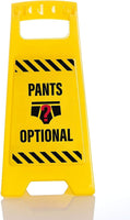 Advertencia Reunión virtual en curso "Pantalones opcionales" Letrero de oficina de escritorio de precaución