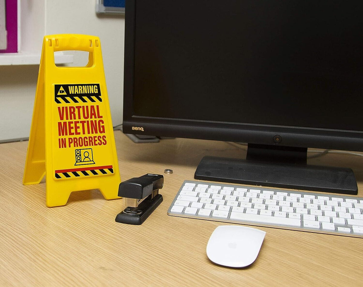 Warning Virtual Meeting in Progress "Pants Optional"   Caution Desk Office Sign