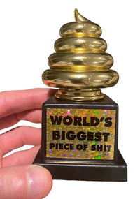 World's Biggest Piece of S*#T Trophy Golden Award - Funny Novelty Joke Gag Gift