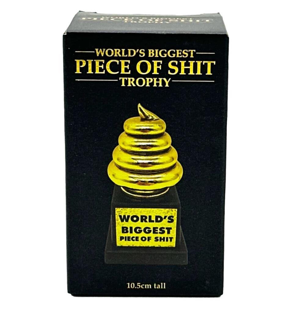 World's Biggest Piece of S*#T Trophy Golden Award - Funny Novelty Joke Gag Gift