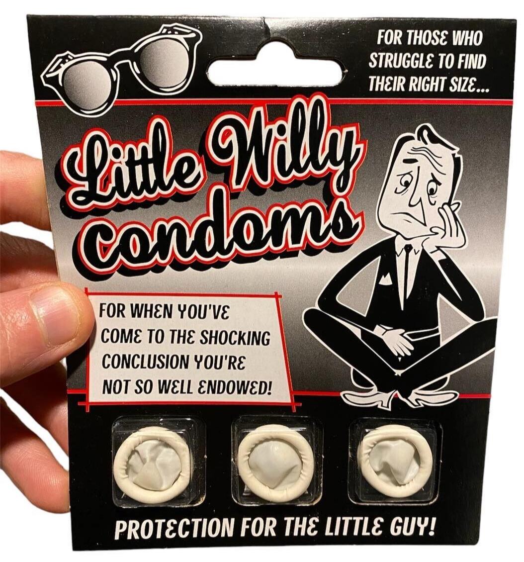 Paquete de 3 CONDONES LITTLE WILLY - Broma pequeña de Pecker Gag - Regalo de Navidad Sata