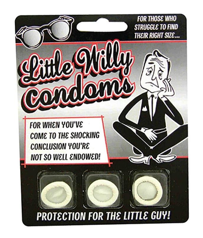 3pk LITTLE WILLY CONDOMS - Small Pecker Gag Prank Joke - Sata Christmas Gift