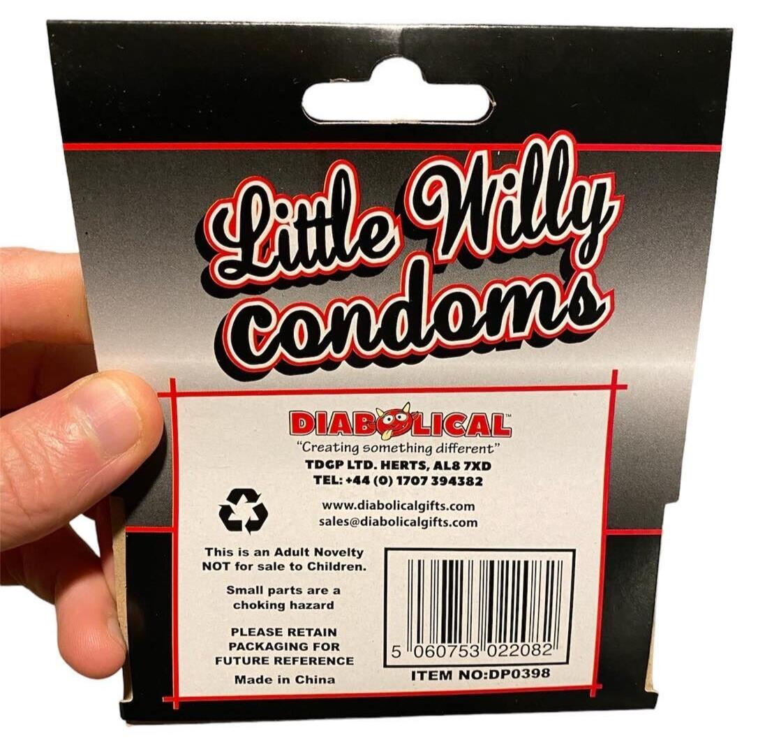 Paquete de 3 CONDONES LITTLE WILLY - Broma pequeña de Pecker Gag - Regalo de Navidad Sata