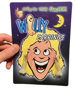 Willy Pecker Earrings - Glows in Dark -  Funny Joke Bachelorette Party Joke Gift