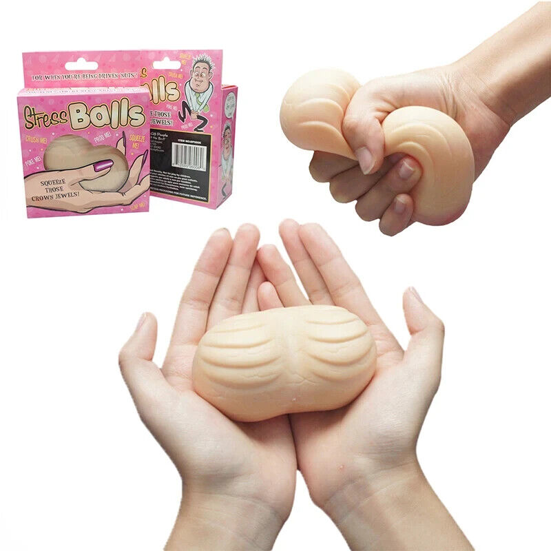 STRESS BALLS - Squeeze Testicles Feels Real! Man Ball Sack Adult Novelty Toy