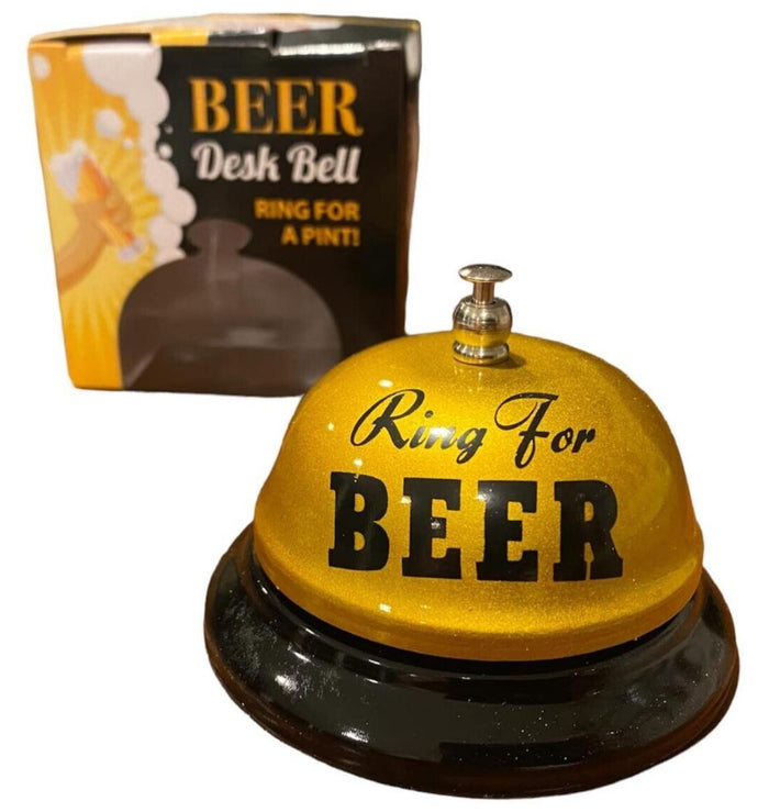 The Golden " Ring for BEER " Desk Bell - Gag Joke Bar Pub Office Kitchen Room