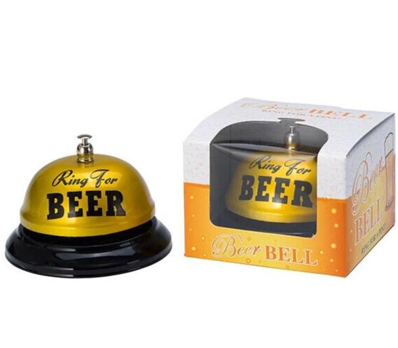 The Golden " Ring for BEER " Desk Bell - Gag Joke Bar Pub Office Kitchen Room