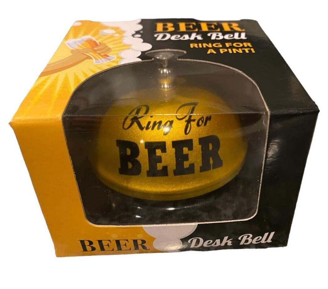 The Golden " Ring for BEER " Desk Bell - Gag Joke Bar Pub Office Kitchen Room