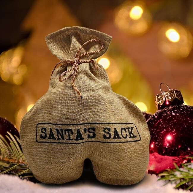 Bolsa navideña con saco de bolas de Papá Noel - Bolsa navideña navideña con medias