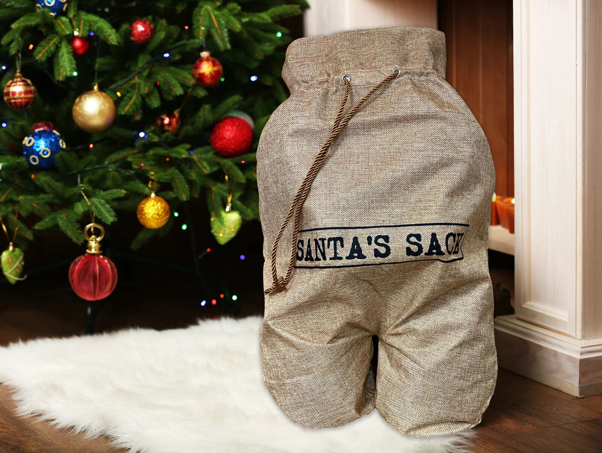 Bolsa navideña con saco de bolas de Papá Noel - Bolsa navideña navideña con medias